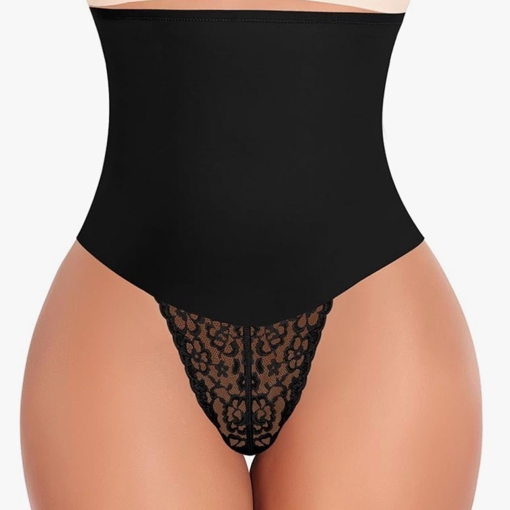 Hey Girl Tummy Control Thong Shapewear Mid High Waisted Body Underwear Lace